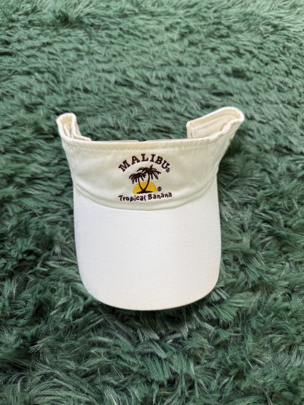 Malibu Tropical Banana Palm Tree White Visor One Size Fits All Adjustable Hat
